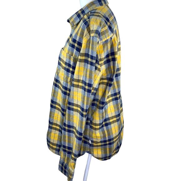 Denim & Flower Slim Fit Yellow Blue Plaid Flannel Long Sleeve Shirt XL - Picture 2 of 12